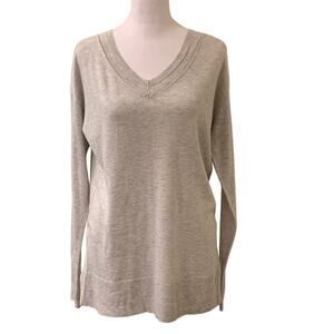 Target A New Day Women's Grey V-neck Long Sleeve Sweater, Size Medium